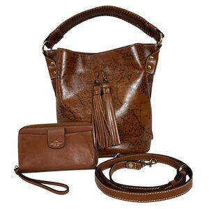 LOT of 2: COACH Zip Around Wallet + PATRICIA NASH Leather Bucket Bag Cross Body